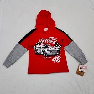 Boy's Hot Rod Car Graphic Red Fleece Hoodie 7